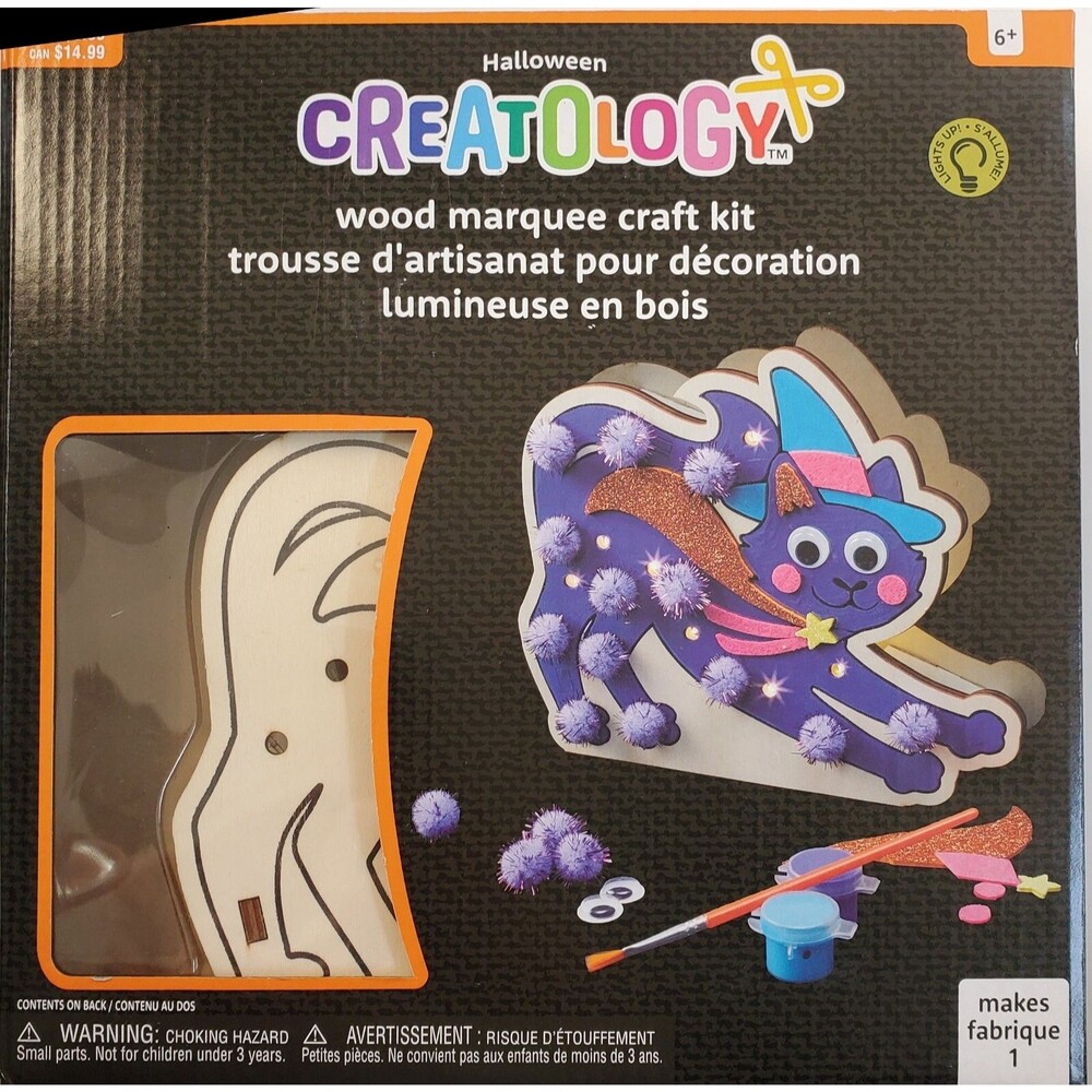 Creatology Halloween Wood marquee Craft Kit Ages 6+ Magic Cat